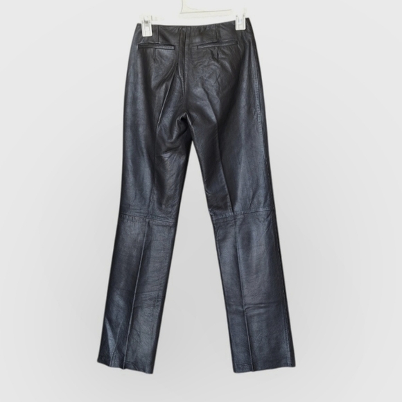 Club Monaco Straight Leg Gun Metal Gray Smooth Leather Pant Trouser Luxury Indie - Picture 2 of 5